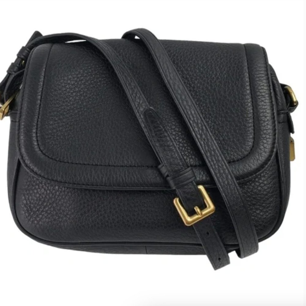 J. Crew Signet Flap Closure Pebbled Italian Leather Crossbody Bag